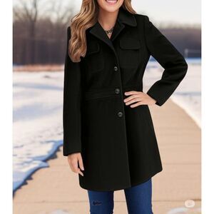Jason Kole Wool Pea Coat Woman’s Medium Black, Classic, Office, Winter